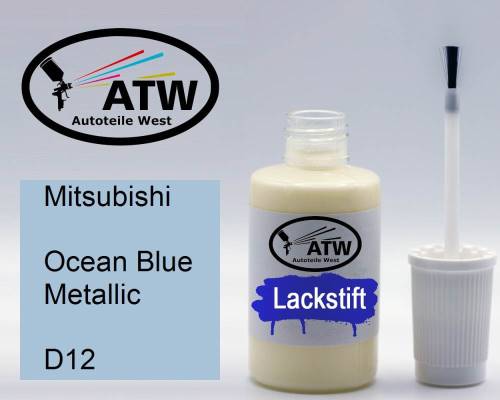 Mitsubishi, Ocean Blue Metallic, D12: 20ml Lackstift, von ATW Autoteile West.